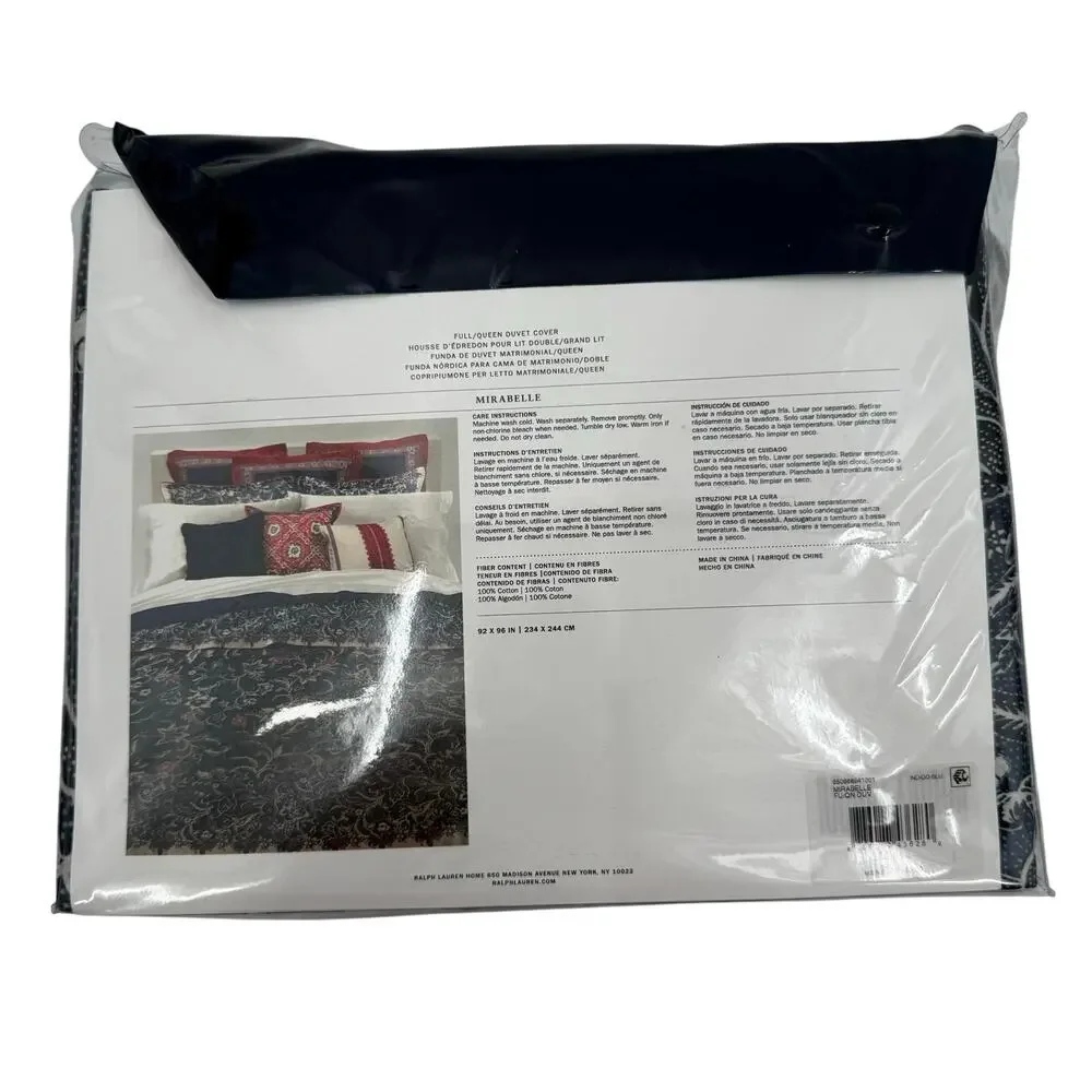 Ralph Lauren Home Full/Queen Duvet Cover Mirabelle 92 x 96 NWT Indigo Blue $375